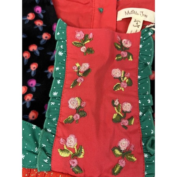 Matilda Jane Caroling Away Top Size 4 New Embroidery Flower Red Tulle Christmas - Picture 4 of 12